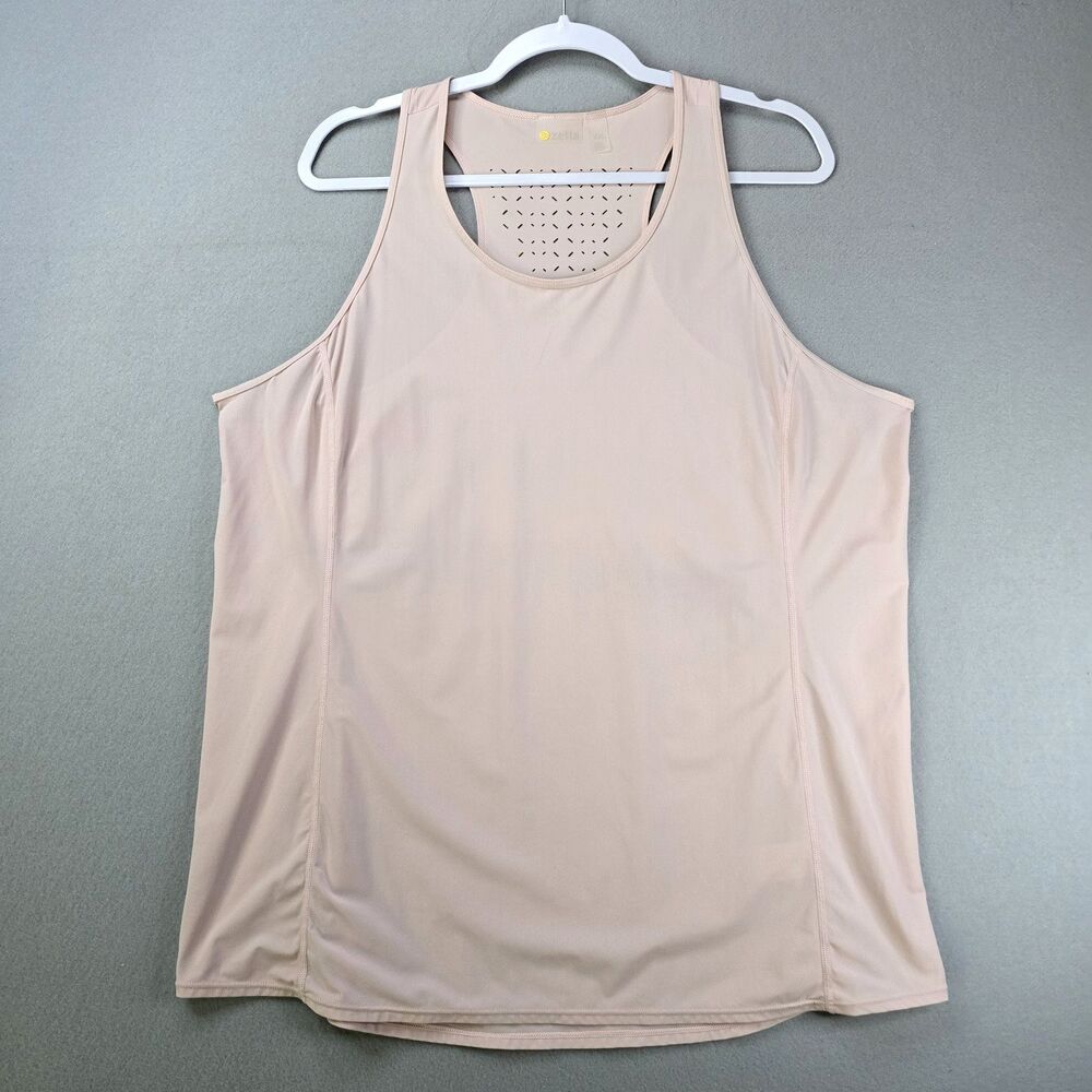 Zella Racerback Athletic Workout Tank Top Plus Size 2XL Blush Perforated